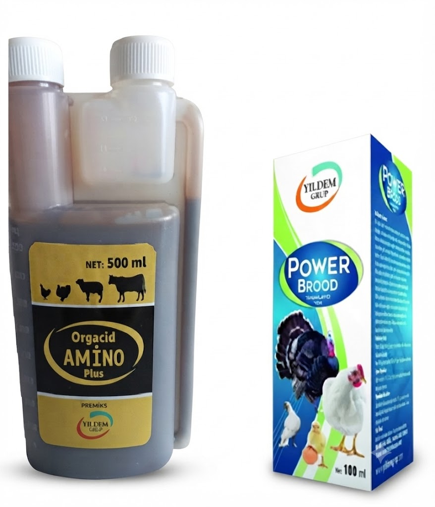 Organik Amino Plus 500 ML ve Power Brood 100 ML Kanatlı & Çiftlik Hayvanları Destek SetiV